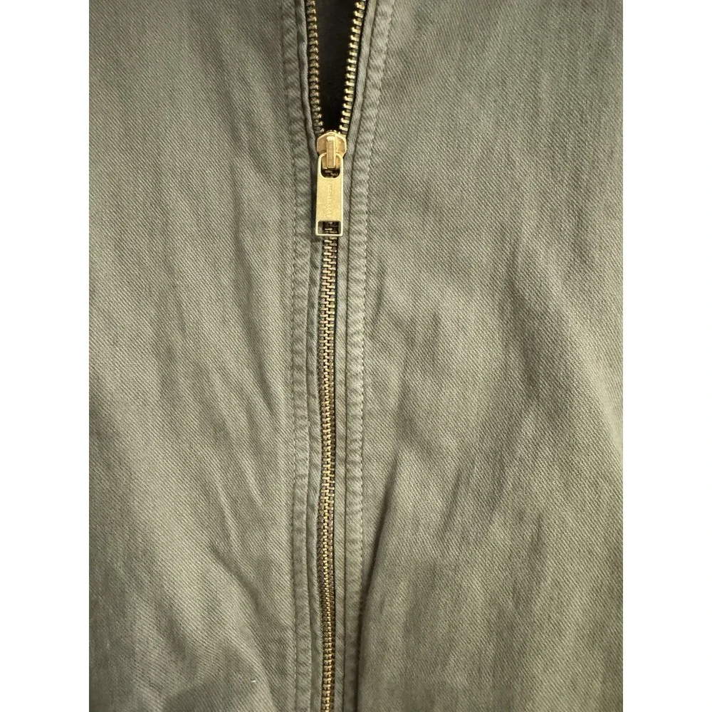 Michael Kors Jacket Crop Olive Green Collared Buttons‎ Full Zip Pockets Size S